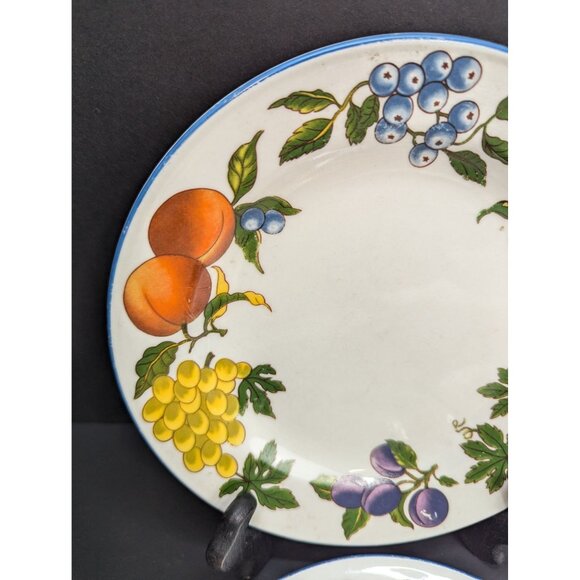 Tabletops Unlimited Stoneware Essence Fruit Pattern 7 1/2" Bread Plate Set of 4 - Picture 3 of 11